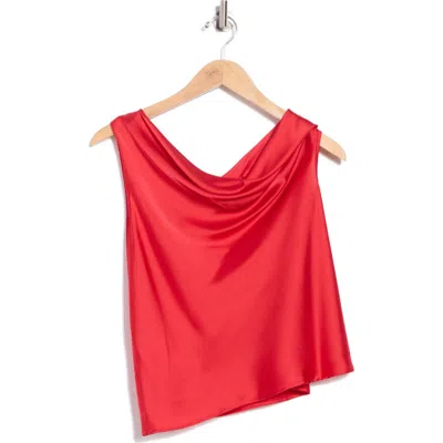 Renee C One-shoulder Satin Tank In Red