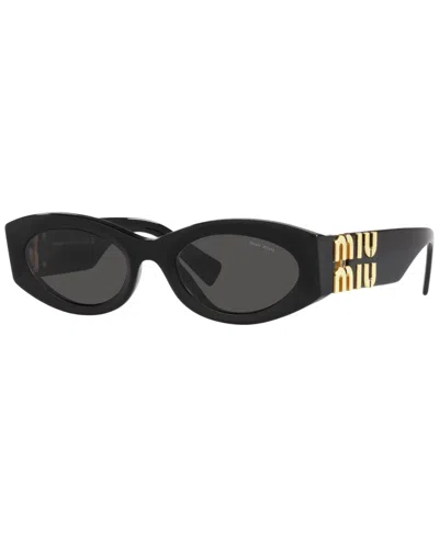 Miu Miu Logo Oval Acetate Sunglasses In Black