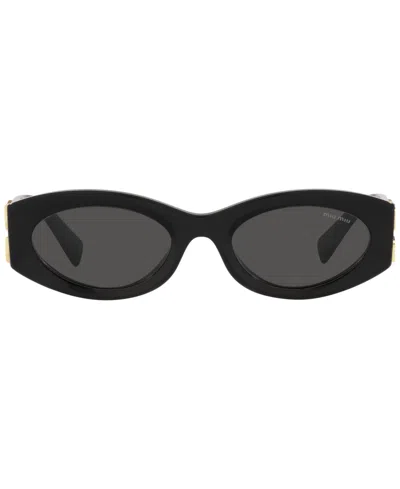 Miu Miu Logo Oval Acetate Sunglasses In Black