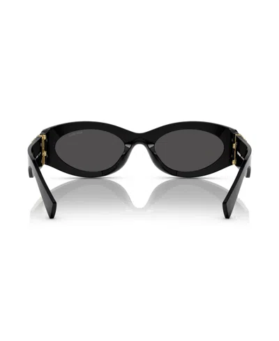 Miu Miu Logo Oval Acetate Sunglasses In Black