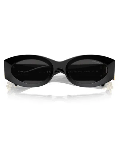 Miu Miu Logo Oval Acetate Sunglasses In Black