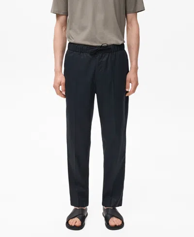 Mango Slim Fit Pants In Blue
