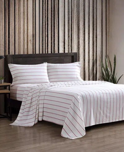 Eddie Bauer Printed Cotton Flannel 4-pc. Sheet Set, Queen In White