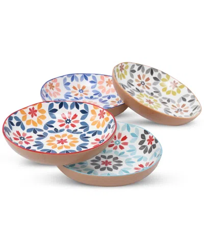 Lorren Home Trends Geo Floral Pasta Bowls, Assorted Set Of 4 In Multi