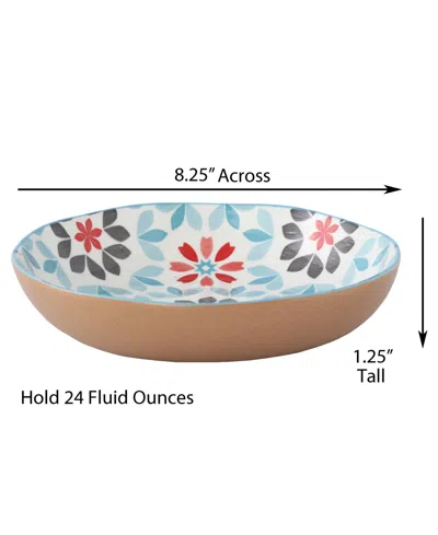 Lorren Home Trends Geo Floral Pasta Bowls, Assorted Set Of 4 In Multi