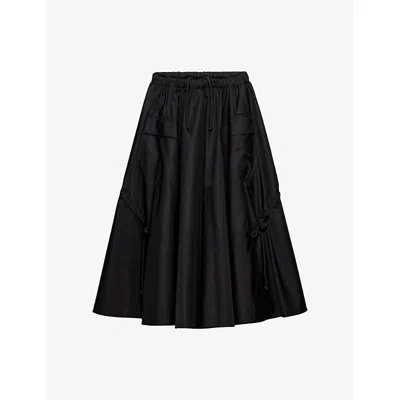 Prada Patch-pocket Drawstring Midi Skirt In Black