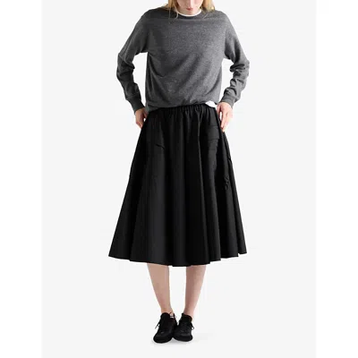 Prada Patch-pocket Drawstring Midi Skirt In Black