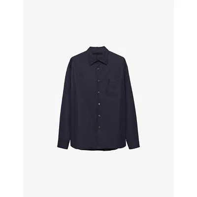Prada Cotton Padded Shirt In Blue