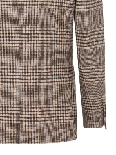 Lardini Checked Pattern Single-breasted Blazer With Front Pockets In Brown