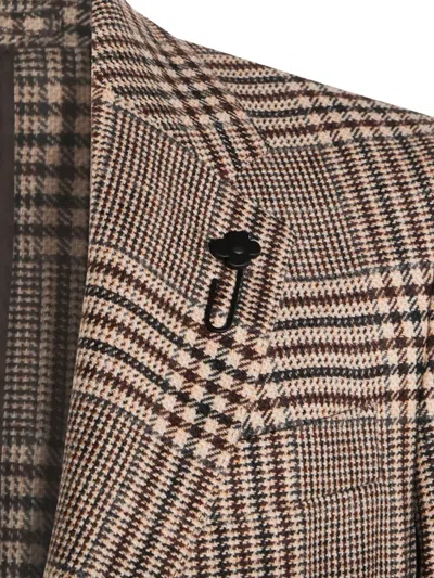 Lardini Checked Pattern Single-breasted Blazer With Front Pockets In Brown