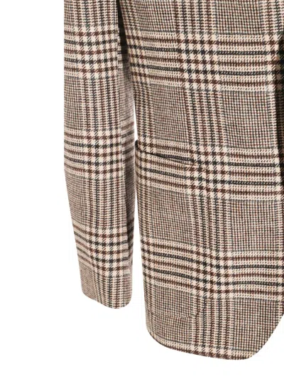 Lardini Checked Pattern Single-breasted Blazer With Front Pockets In Brown