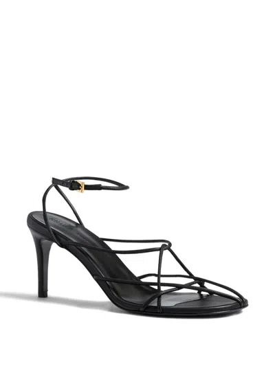 Khaite 75mm Loulou Leather Sandals In Black
