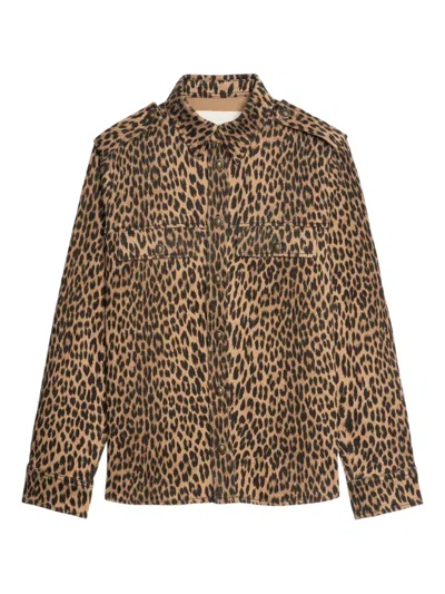 Zadig & Voltaire Womens Daim Leopard-print Chest-pocket Denim Shirt Xs In Animal Print
