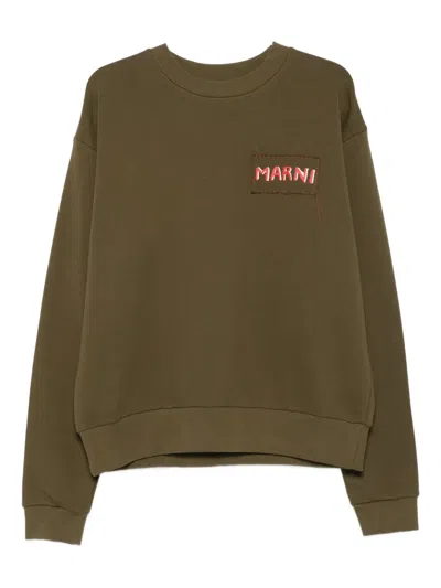 Marni Logo-print Sweatshirt In Green