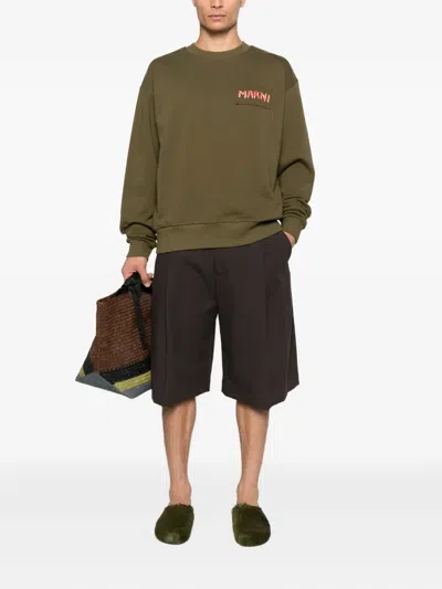 Marni Logo-print Sweatshirt In Green