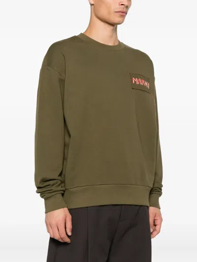 Marni Logo-print Sweatshirt In Green