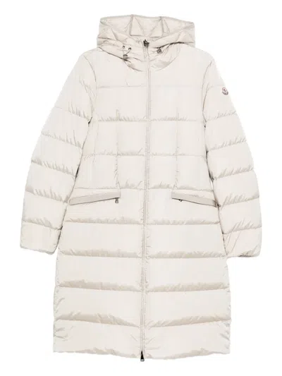 Moncler Long Hooded Puffer Jacket With Adjustable Hood In White