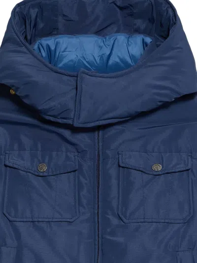 Roberto Cavalli Logo-patch Hooded Padded Jacket In Blue