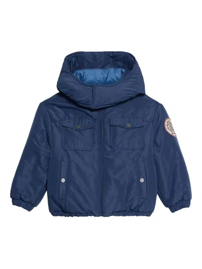 Roberto Cavalli Logo-patch Hooded Padded Jacket In Blue
