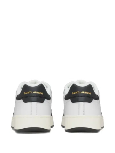 Saint Laurent White And Black Leather Sneakers In Multi