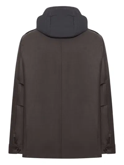Moorer Isac Hooded Wool Field Jacket In Brown