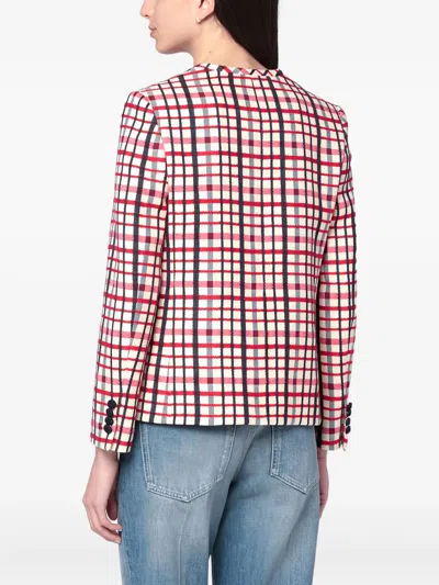 Valentino Check-pattern Jacket In Virgin Wool And Cotton In Multi