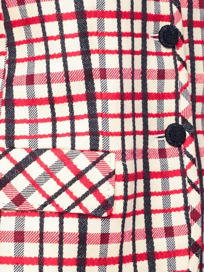 Valentino Check-pattern Jacket In Virgin Wool And Cotton In Multi