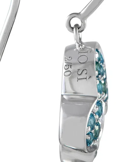 Pre-owned Io Si 18k White Gold Gemstone And Pearl Earrings In Silver