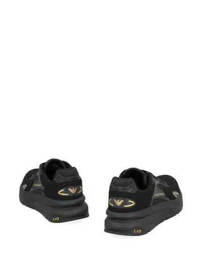 Ea7 Miu Miu Black Re-nylon And Suede Sneakers In Black