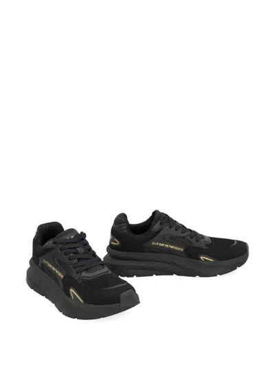 Ea7 Miu Miu Black Re-nylon And Suede Sneakers In Black