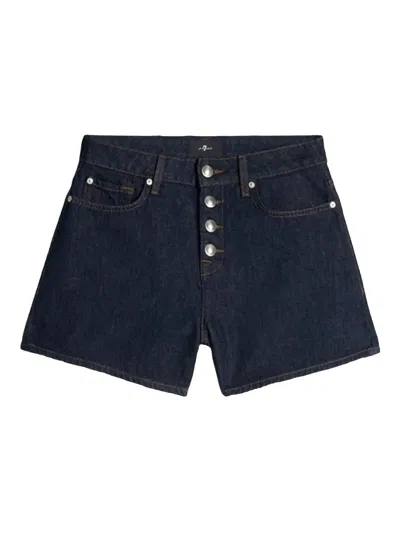 7 For All Mankind Kori Button-fastening Denim Shorts In Blue