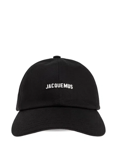 Jacquemus Gadjo Logo-embellished Cotton-twill Baseball Cap In Black