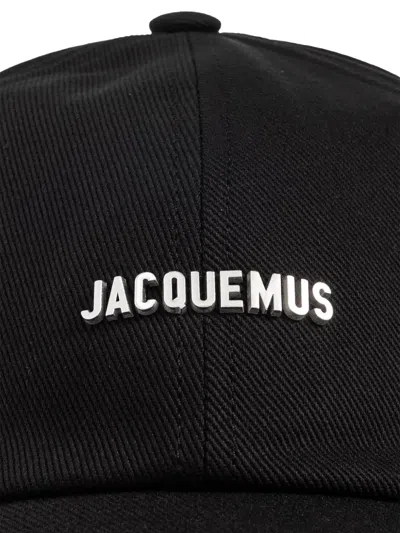 Jacquemus Gadjo Logo-embellished Cotton-twill Baseball Cap In Black