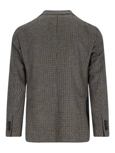 Tagliatore Classic Houndstooth Wool Blazer With Notched Lapels And Button Closure In Gray
