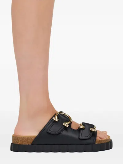 Ferragamo Kapalua Gancino Buckles Sporty Slide Sandals In Black