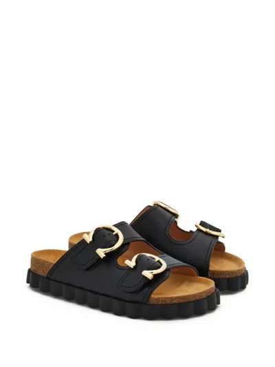 Ferragamo Kapalua Gancino Buckles Sporty Slide Sandals In Black