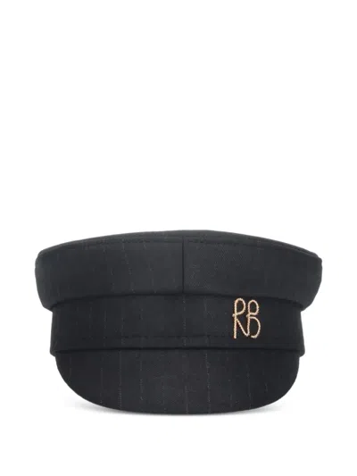 Ruslan Baginskiy Embroidered Pinstriped Sailor Cap In Black