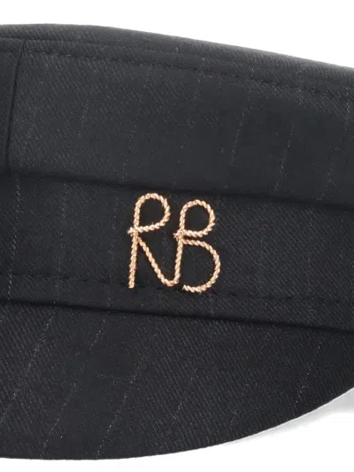 Ruslan Baginskiy Embroidered Pinstriped Sailor Cap In Black