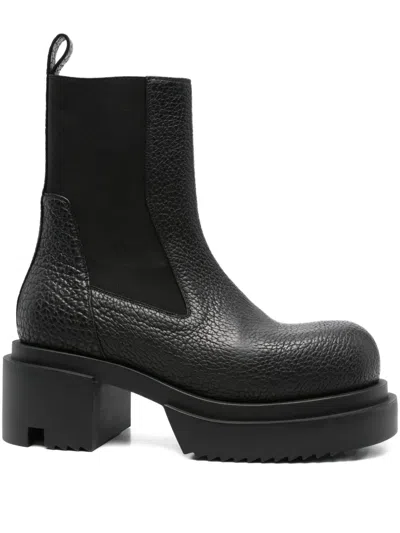Rick Owens Chunky Sole Ankle Boots With Elastic Panels In Black