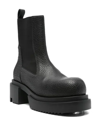 Rick Owens Chunky Sole Ankle Boots With Elastic Panels In Black