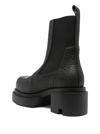 Rick Owens Chunky Sole Ankle Boots With Elastic Panels In Black