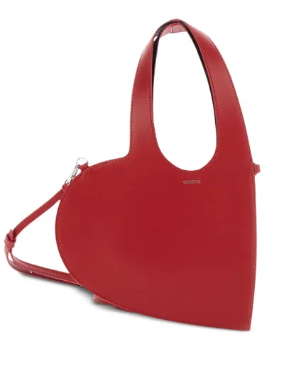 Coperni Heart-shaped Red Calfskin Tote Bag With Adjustable Handle In Red