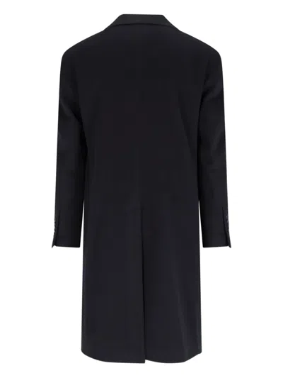 Tagliatore Blue London Double-breasted Coat In Black
