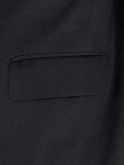 Tagliatore Blue London Double-breasted Coat In Black