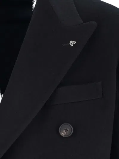 Tagliatore Blue London Double-breasted Coat In Black