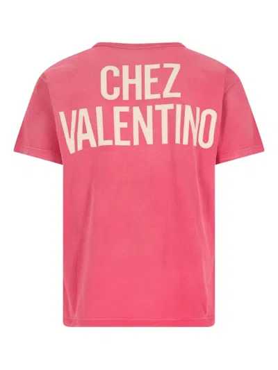 Valentino Graphic Print Cotton T-shirt With Short Sleeves In Red