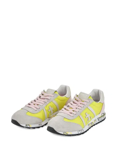 Premiata Green Fabric Sneakers In Multi