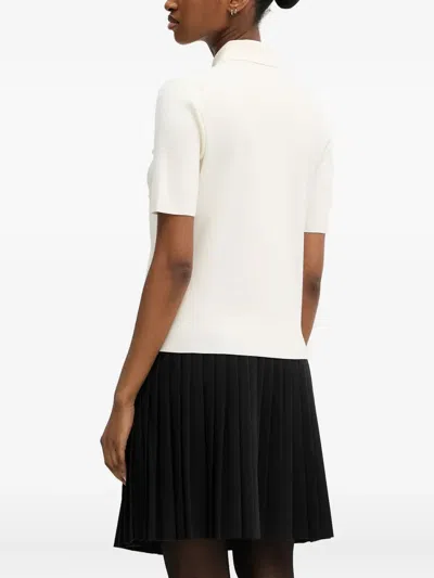 Karl Lagerfeld Zip-front Polo Top In White