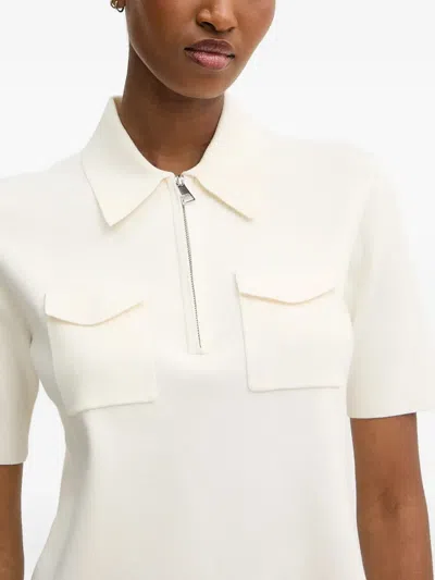 Karl Lagerfeld Zip-front Polo Top In White