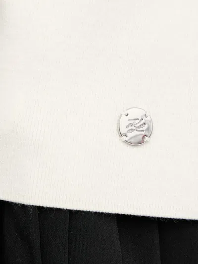 Karl Lagerfeld Zip-front Polo Top In White